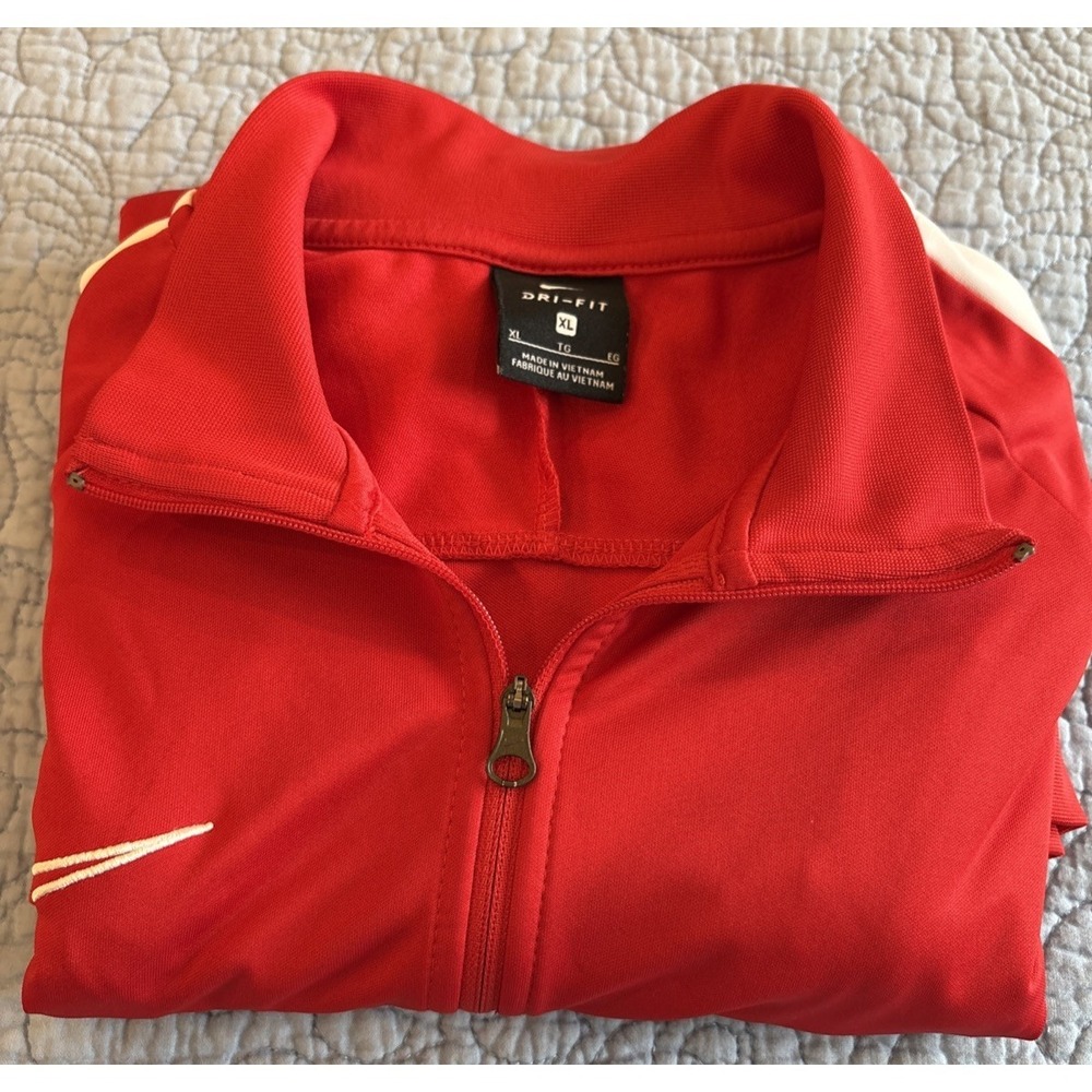 NIKE Dri Fit Boys XL‎ Red Full Zip Track Jacket Zip Pockets